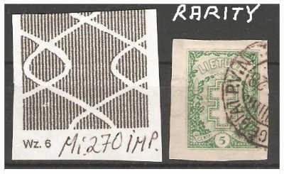 Lietuva 1926 issue. Litauen Cat. MICHEL# 270u imperUsed, excellent condition remained. ABSOLUT rarity in IMPERFORATED. Cat. val. NOT MENTIONED, few exist. 49.99.png